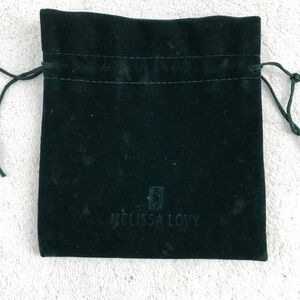 MELISSA LOVY VELOUR SMALL DUSTBAG LOGO DARK GREEN DRAWSTRING CLOSE